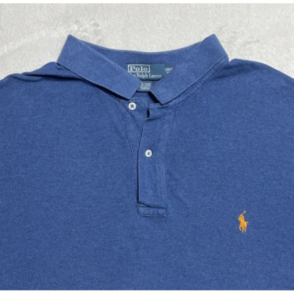 Polo Ralph Lauren Shirt Mens Size 2XLT Tall Blue Short Sleeve Pony Logo Vintage